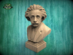 Einstein Bust | Carved and Hand-Finished Wood Statue | Gift for Scientists & Physicists