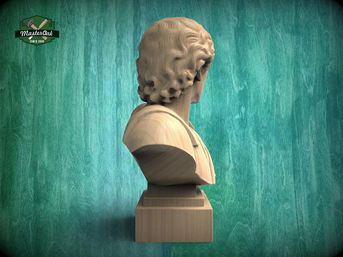 Alexander the Great Bust | Carved & Hand-Finished Wood Statue | Conqueror Gift