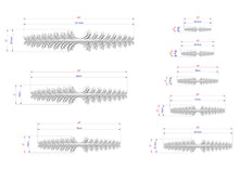 Load image into Gallery viewer, a collection of nine different designs or patterns, each with its own set of measurements and scale. The designs are presented in various sizes, ranging from small to large, and are arranged in a grid-like pattern. The image does not contain any text, and the descriptions provided are concise and avoid redundancy.
