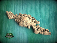 Load image into Gallery viewer, Baroque Crest with Cartouche – Ornate Carved Wood Applique for Furniture

