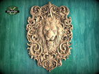 Majestic Carved Lion Head Wood Applique – Baroque Scrollwork Home Accent