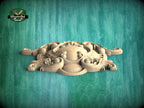 Antique Style Natural Wood Onlay - Detailed Scroll and Floral Central Overlay, 1pc, Unpainted, carved decoration of wood, wooden onlay