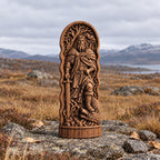Carved Vidar Figure – Norse God of Vengeance, Viking Pagan Altar Decor, Wooden Mythology Statue