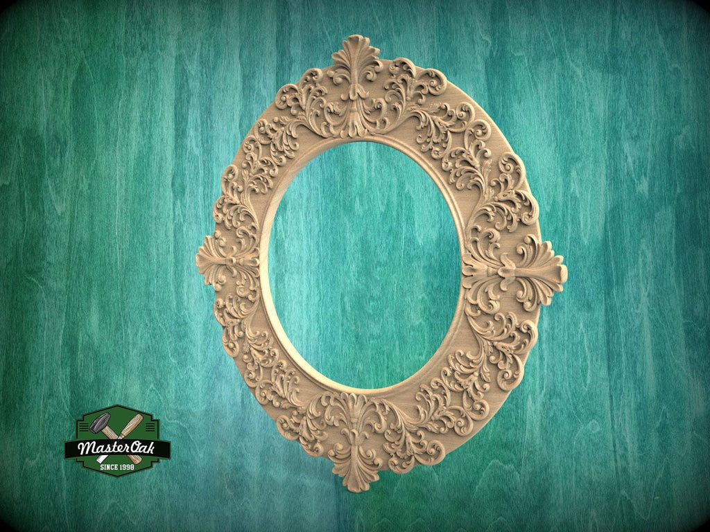 Elegant Baroque Style Carved Wooden Mirror Frame - Floral Majesty: Ornate Mirror Elegance, 1 pc, Unpainted, Home Wall Embellishment