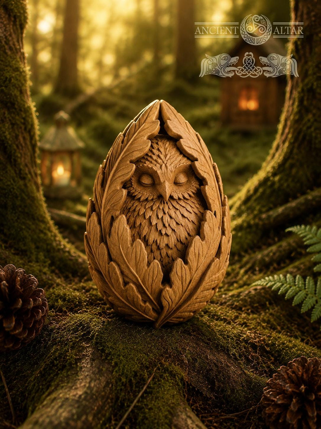 Sleeping Owl Forest Spirit, Carved Oak Owl Figurine, Woodland Guardian Statue, Nature Lover Gift, Rustic Forest Decor