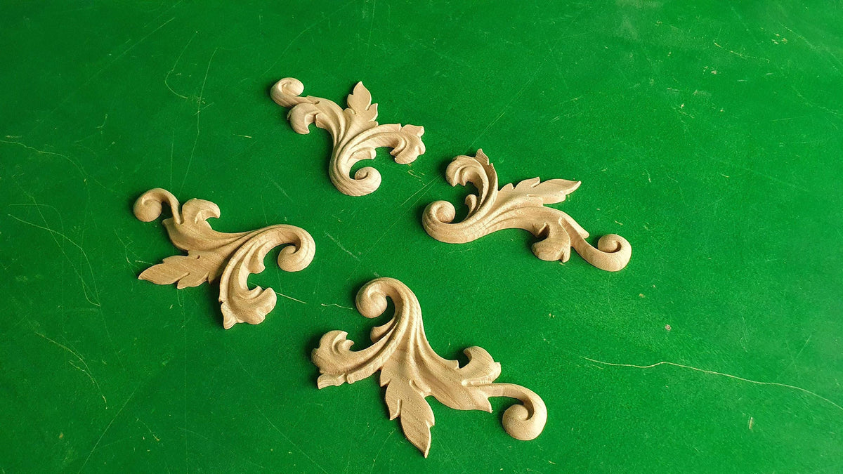 Wood Applique and Onlay for Furniture, Set of 4pc