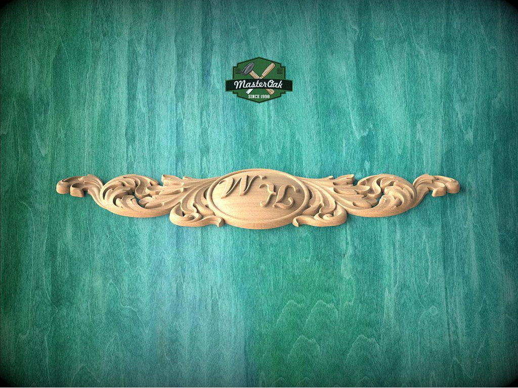Personalized Exquisite Ornamental Carved Onlay – Unique Furniture Decor, Luxurious Wood Onlay, Carved Wood Applique for Fireplace Mantel