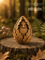 Sleeping Owl Forest Spirit, Carved Oak Owl Figurine, Woodland Guardian Statue, Nature Lover Gift, Rustic Forest Decor