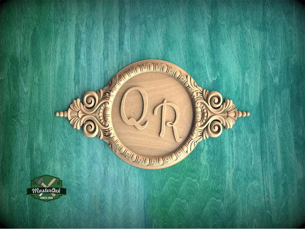 Personalized Medallion Wood Onlay - Classic Central Applique Decor, 1 pc, Unpainted, Home Wall Embellishments, wood wall art decor