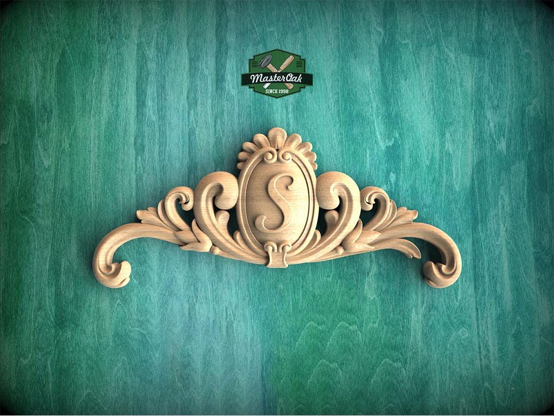 Personalized Ornate Oval Cartouche with Leaf Scrolls – Classic Wood Applique