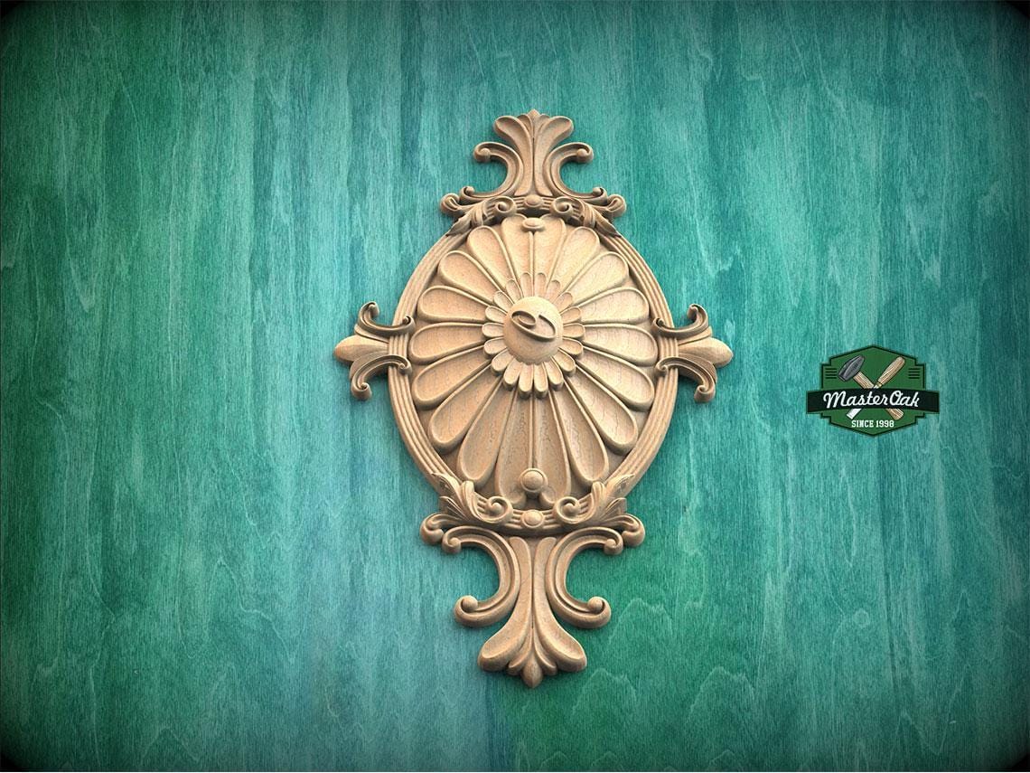 Personalized Furniture oval rosette decor, Classic style floral rosette onlay, carved decoration of wood, wooden onlay, wall hanging