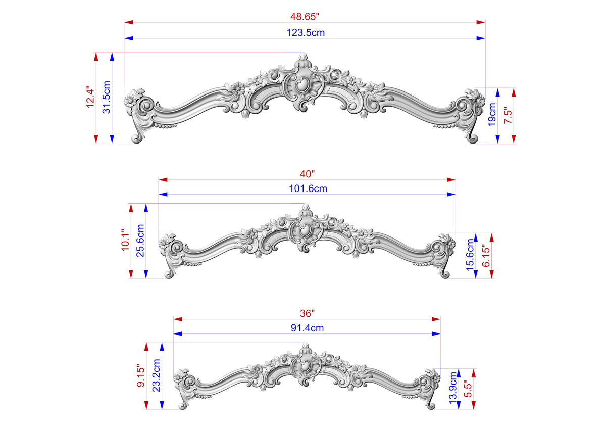 Le Roi Soleil Cornice - French Baroque Classicism Elegance, 1 pc, Unpainted, Baroque Pelmet, Classic carved curtain rod of wood