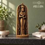 Isis Statue with Ankh, Winged Egyptian Goddess in Oak Wood, Pagan Altar Sculpture, Ancient Egypt Decor, Mythology Gift