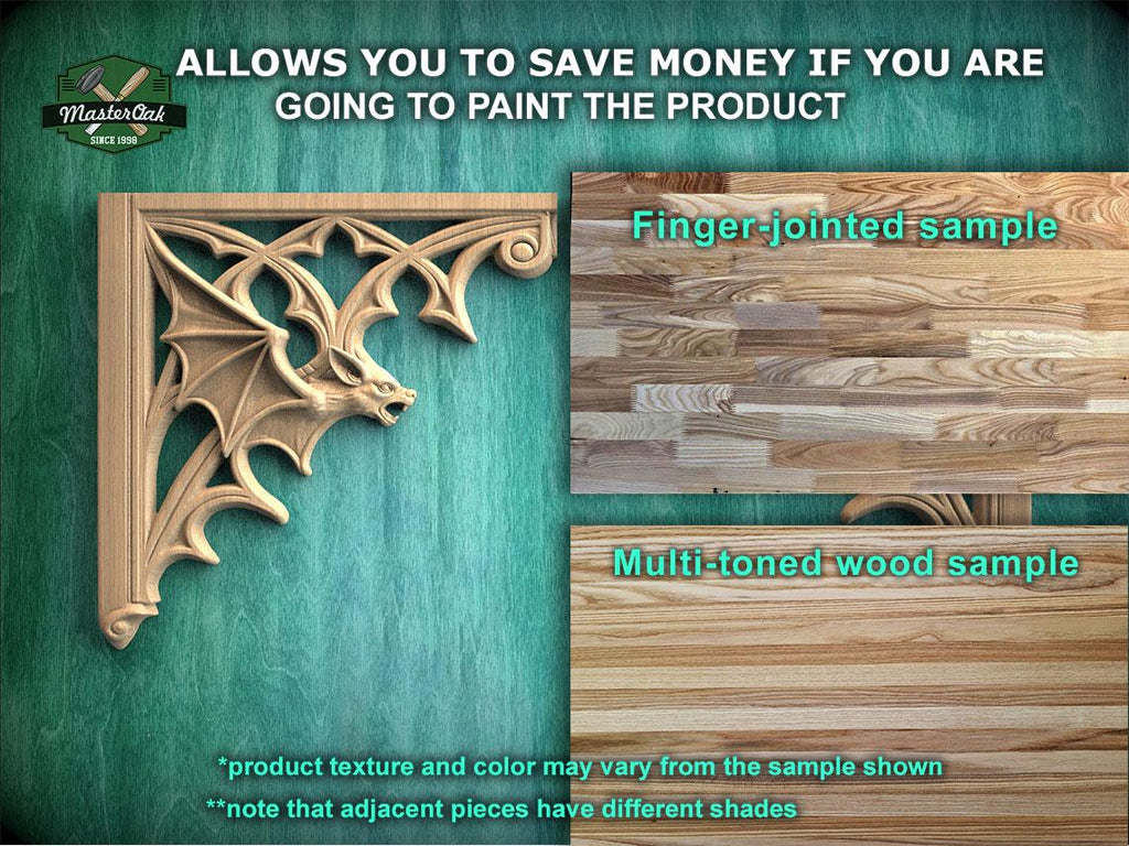 Gothic Bat Corner Brackets – Wooden Arch Decor for Cabinet or Door Frame, Set of 2pcs