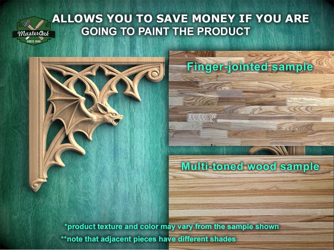 Gothic Bat Corner Brackets – Wooden Arch Decor for Cabinet or Door Frame, Set of 2pcs