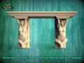 Elegant Carved Wooden Shelf with Mermaid Corbels - Custom Sizes Available, 1 pc, Unpainted, Unassembled, Mantel with corbels, Floating Shelf