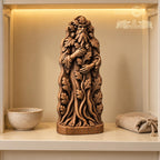 Green Man Tree Guardian Statue, Oak Wood Woodland Spirit, Leaf Crown and Root Sculpture, Pagan Altar Decor, Forest Lover Gift