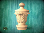 Unpainted Hardwood Finial with Acanthus Leaves, Newel Post Cap
