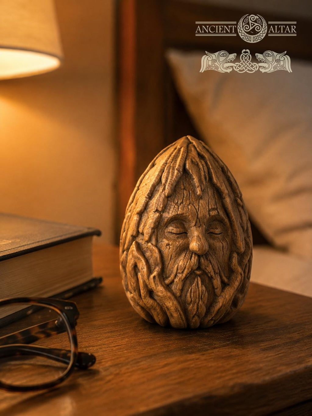 Wooden Forest Spirit Figurine – Ancient Bark Sage, Woodland Guardian Decor