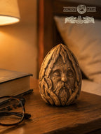Wooden Forest Spirit Figurine – Ancient Bark Sage, Woodland Guardian Decor