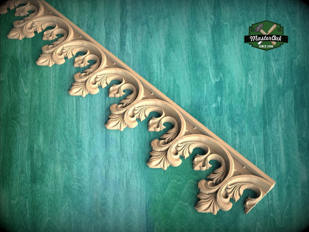 Carved Gothic Wood Trim – Decorative Molding Border for Furniture or Wall Panels