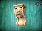 Corbel Angry Bear made of wood, Unpainted, Decorative Carved Wooden Corbel, 1pc, Home Wall Embellishments, wood onlays, wood wall art decor