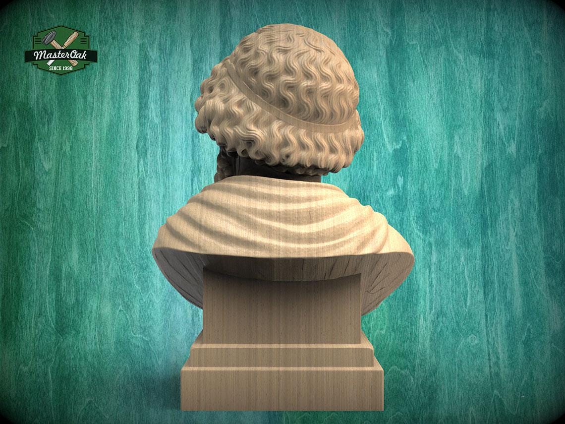 Homer Bust | Carved & Hand-Finished Wood Statue | Gift for Literature Lovers