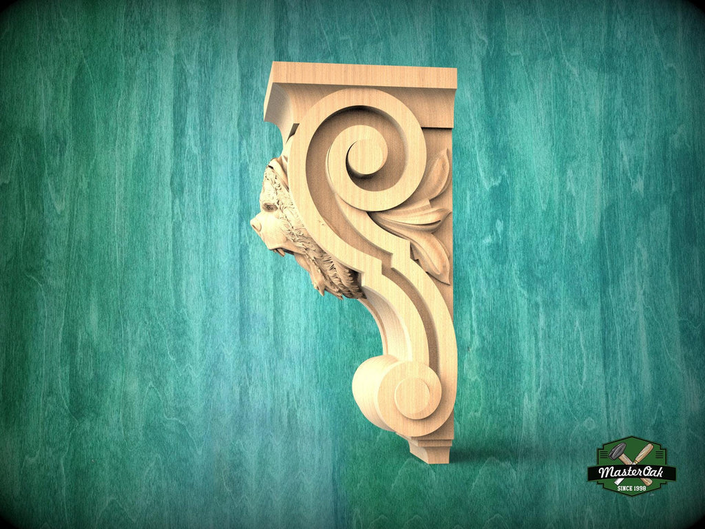 Corbel Angry Bear made of wood, Unpainted, Decorative Carved Wooden Corbel, 1pc, Home Wall Embellishments, wood onlays, wood wall art decor