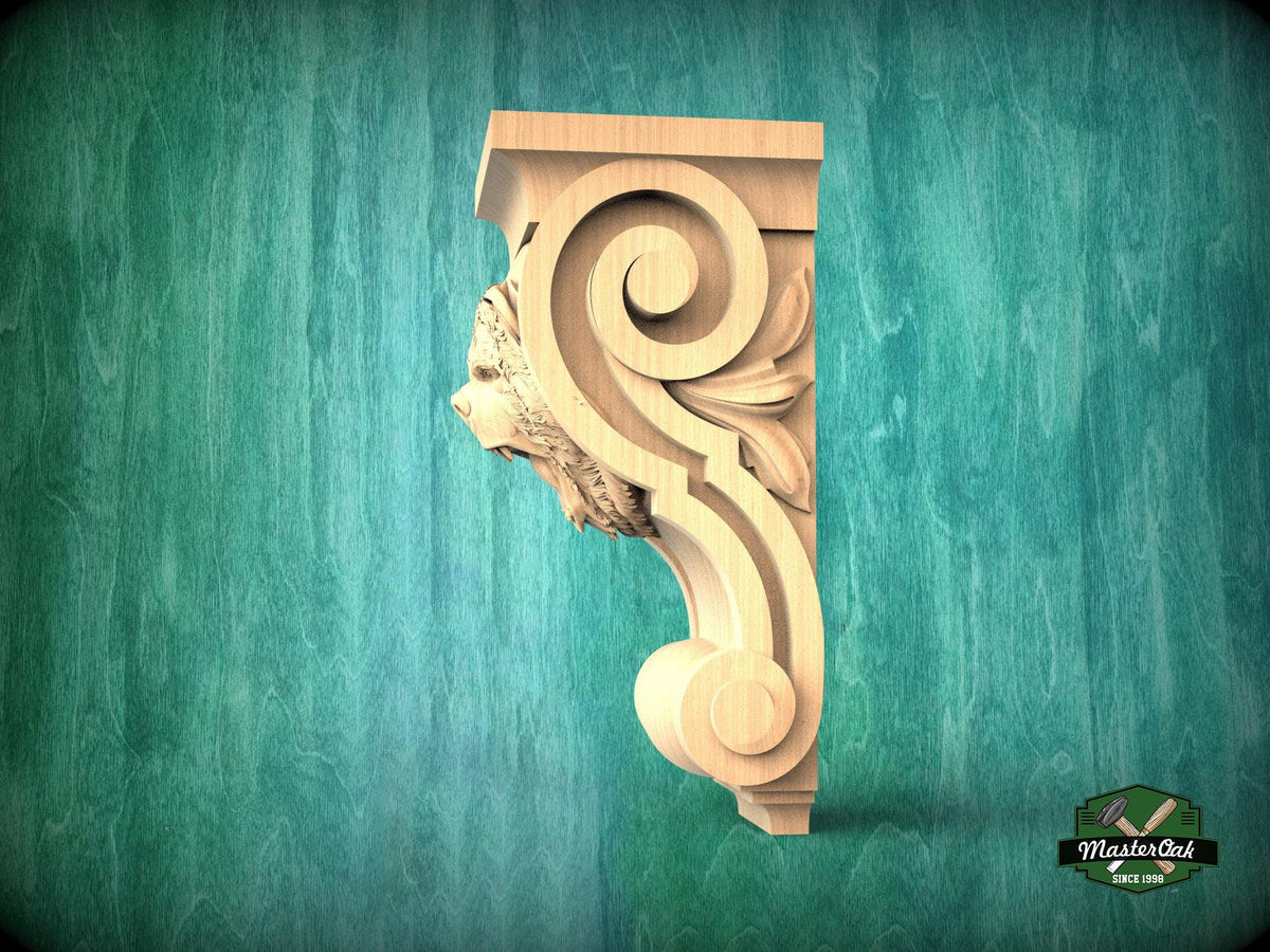 Corbel Angry Bear made of wood, Unpainted, Decorative Carved Wooden Corbel, 1pc, Home Wall Embellishments, wood onlays, wood wall art decor