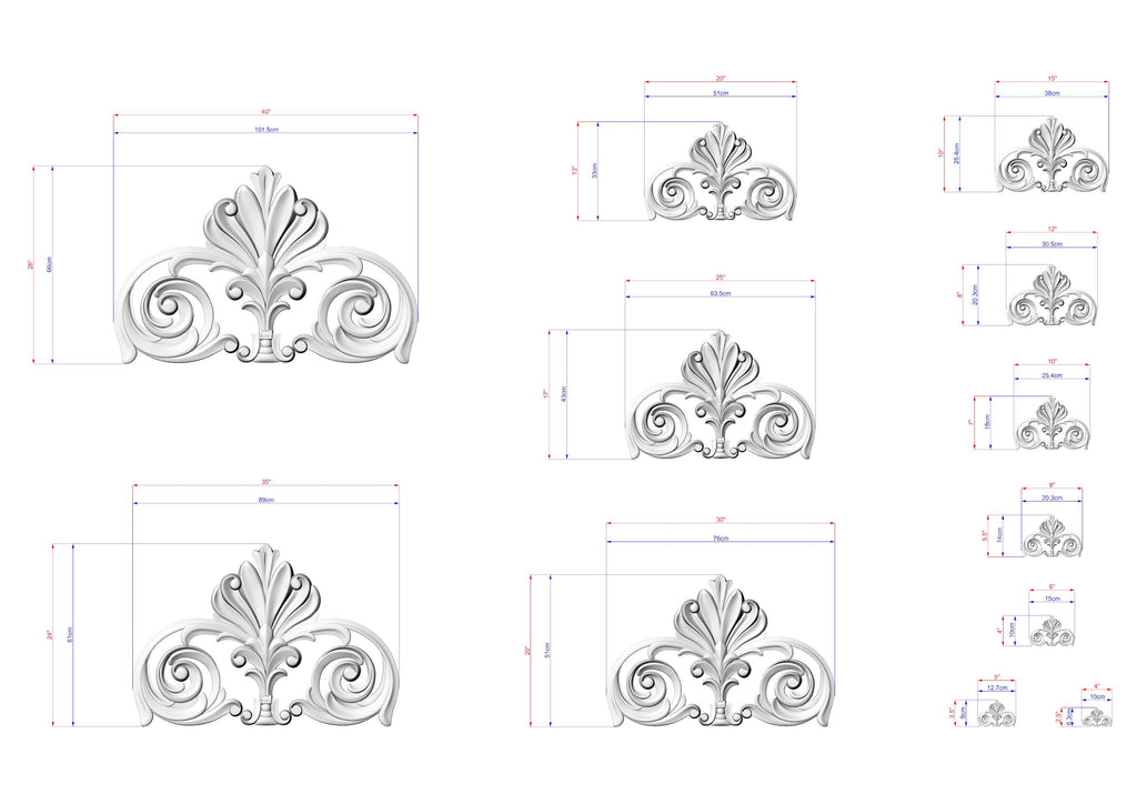 Acanthus Scroll Pediment – Decorative Wood Carving for Classic Furniture and Wall Design