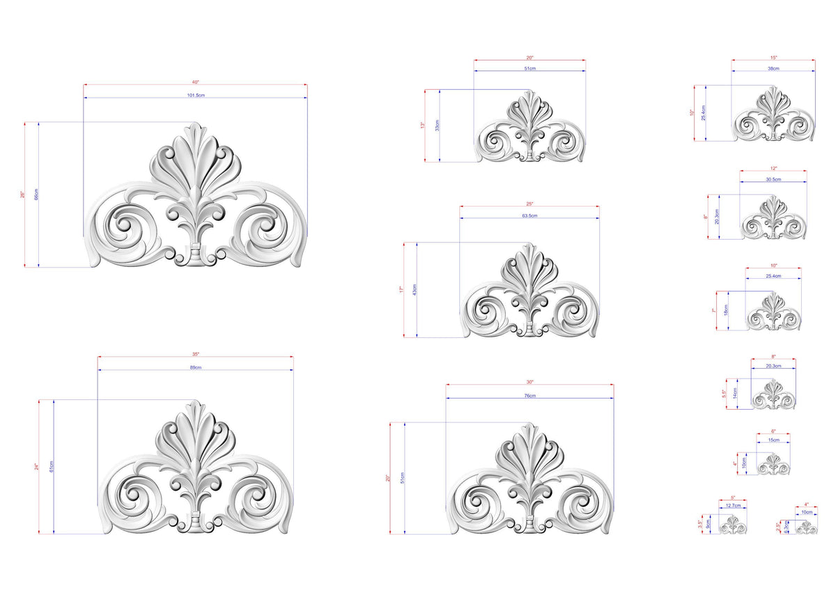 Acanthus Scroll Pediment – Decorative Wood Carving for Classic Furniture and Wall Design