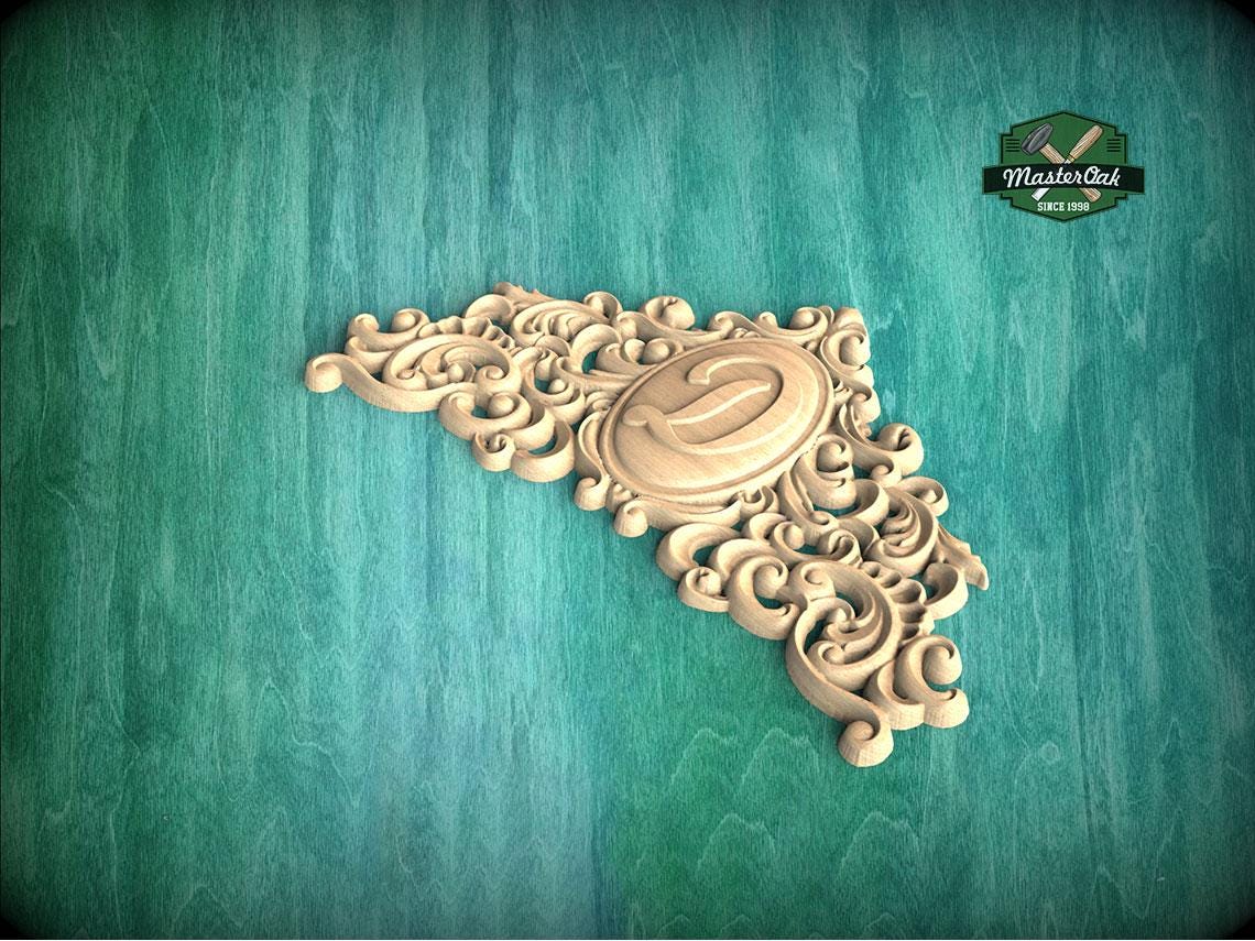Personalized Eternal Carved Onlay with Cross, Unpainted, 1pc, Home Wall Embellishments, Furniture Carving, Ornamental Woodwork