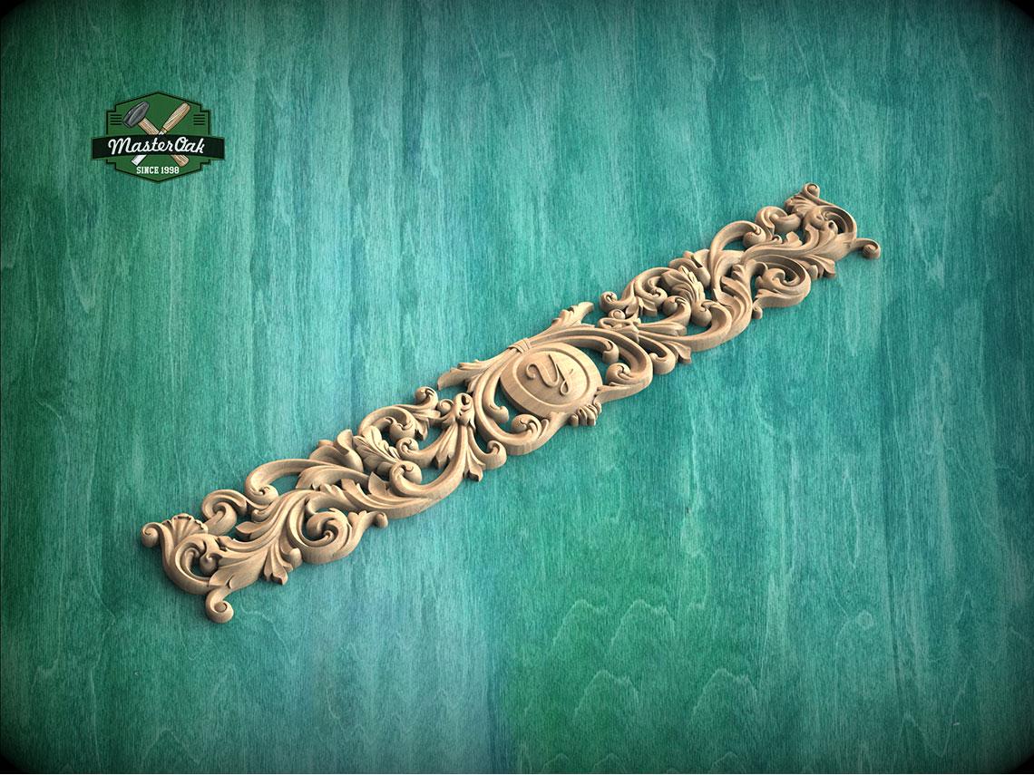 Personalized Renaissance Inspired Horizontal Carved Onlay – Classical Scrollwork Applique, 1 pc, Unpainted, Furniture Embellishment