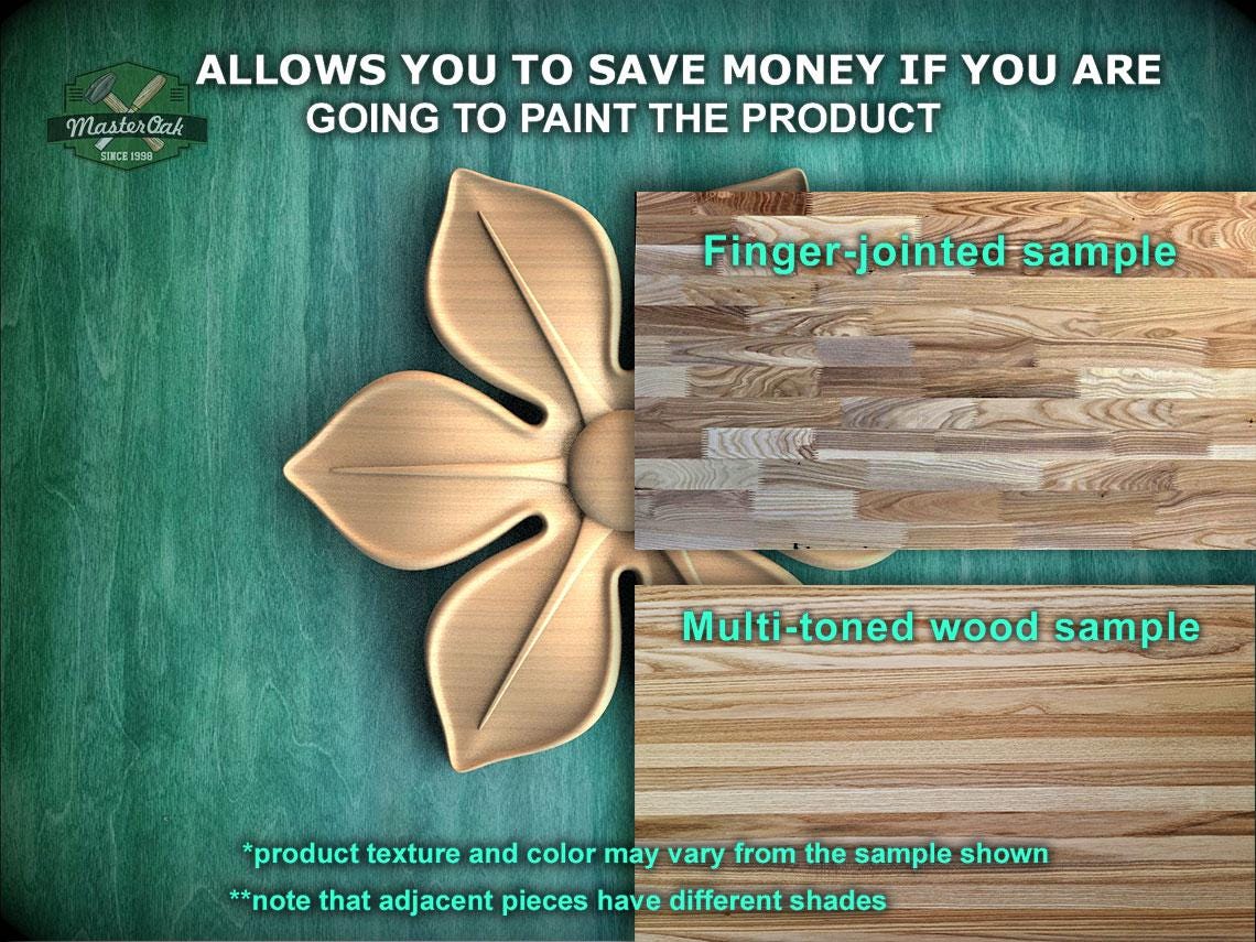 The image is a promotional advertisement for Master Oak, a company that sells wood products. It features a close-up of a wooden leaf and a wooden plank, along with text that provides information about the products.