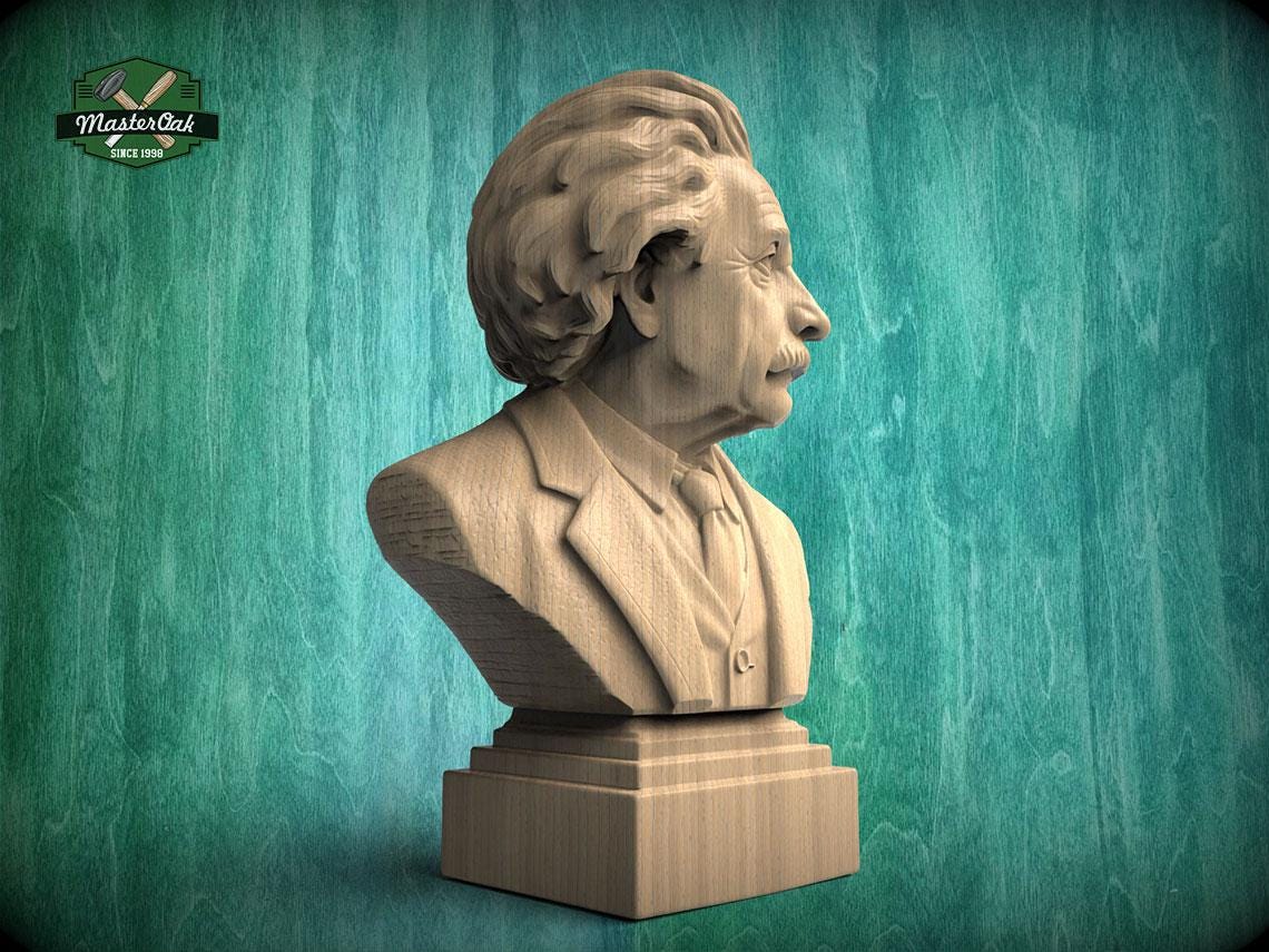 Einstein Bust | Carved and Hand-Finished Wood Statue | Gift for Scientists & Physicists