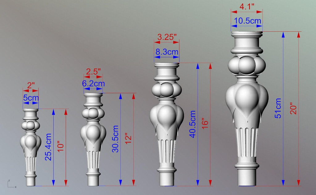 Baroque style Legs, Set 2pc, classic style legs