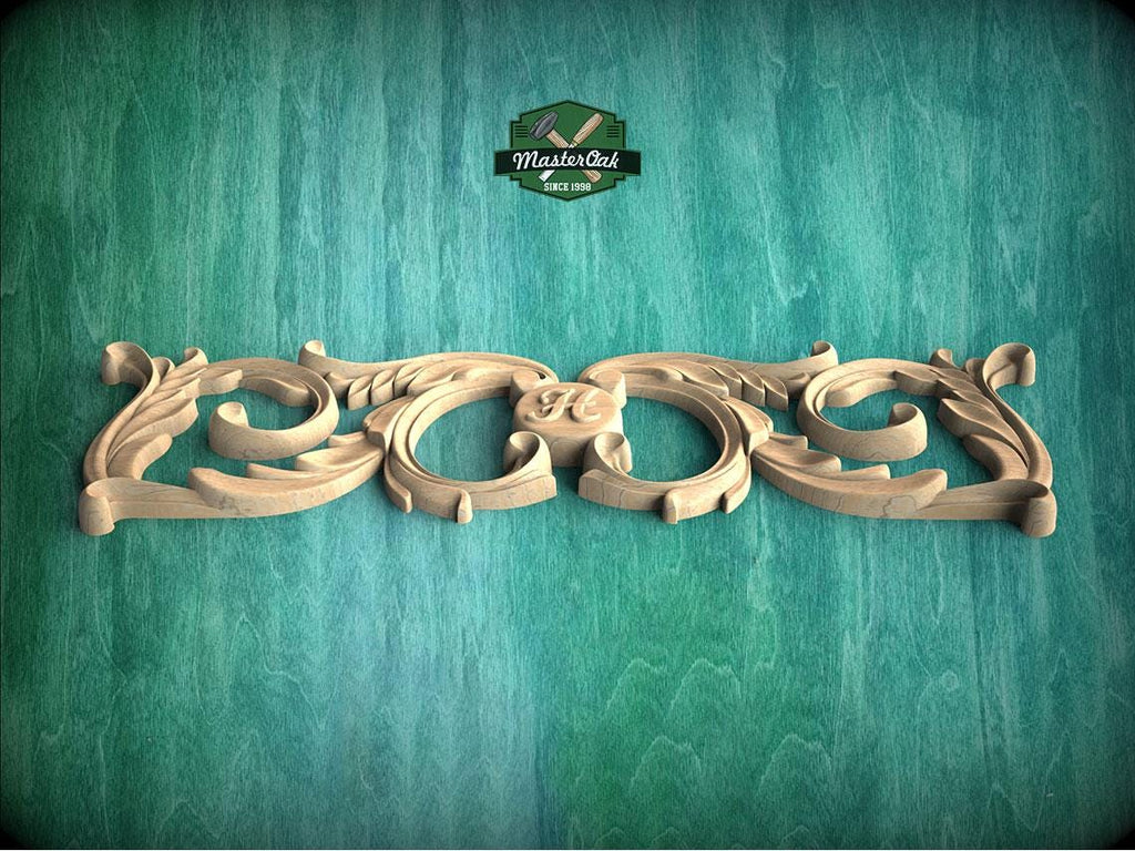 Personalized Unpainted Wood Carved Applique Onlay, 1pc, Home Wall Embellishments, Furniture Carving, Wood Onlay