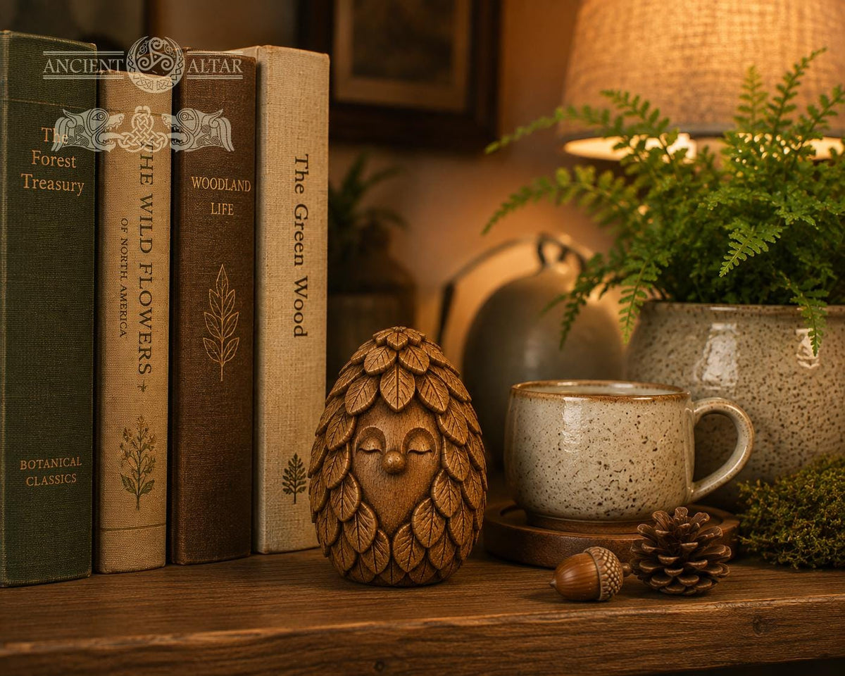 Wooden Forest Spirit Figurine, Whisperleaf Guardian, Woodland Shelf and Desk Decor