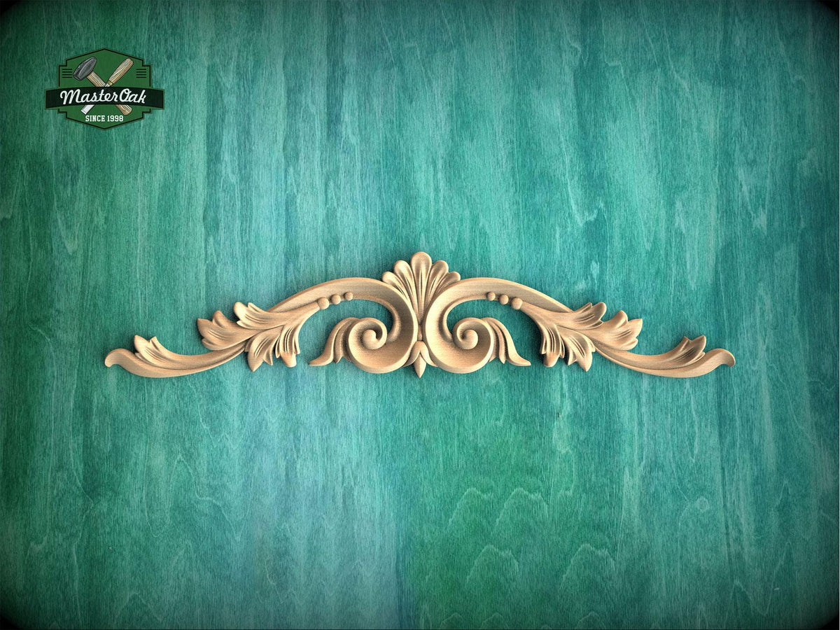 Baroque-Style Wood Applique with Curved Acanthus Leaves
