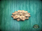 Wooden Rosette – Eight-Petal Floral Carving with Smooth Relief