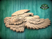 Load image into Gallery viewer, Personalized Dove Wall Plaque – Carved Wooden Wedding Onlay with Monogram
