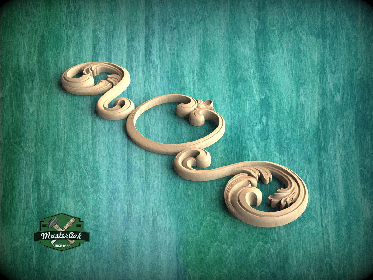 A decorative wooden carving in the shape of a flower is displayed against a teal background.