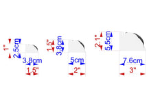 Load image into Gallery viewer, three different images, each with a unique size indicated by the corresponding blue and red measurements. The first image is 2.5 cm in size, the second is 3.8 cm, and the third is 7.6 cm.
