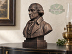 James Madison Bust, Hand-Finished Wood Sculpture | Presidential History Decor