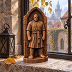 Golem of Prague Statue, Solid Oak Jewish Folklore Sculpture, Gothic Arch and Old Town Details, Judaica Decor, Fantasy Collector Gift