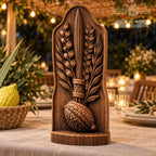 Lulav and Etrog Oak Wood Sculpture, Four Species Botanical Relief, Sukkot Decor, Judaica Art, Jewish Holiday Gift