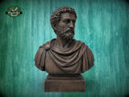 Marcus Aurelius Bust, Hand-Finished Wood Sculpture | Stoic Philosophy Decor
