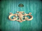 Personalized Regal Elegance: Ornamental Wooden Crest Applique, 1pc, Unpainted, Decorative Wood Trim, Wood Carved Applique Onlay