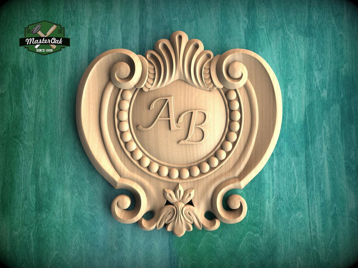 Personalized Acanthus & Beadwork Wooden Carved Onlay, Unpainted, 1pc, Home Wall Embellishments, Furniture Carving, Ornamental Woodwork
