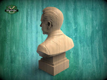Load image into Gallery viewer, Wooden Boris Hmyria Bust | Hand-Sanded and Hand-Toned | Ukrainian Opera Singer Decor
